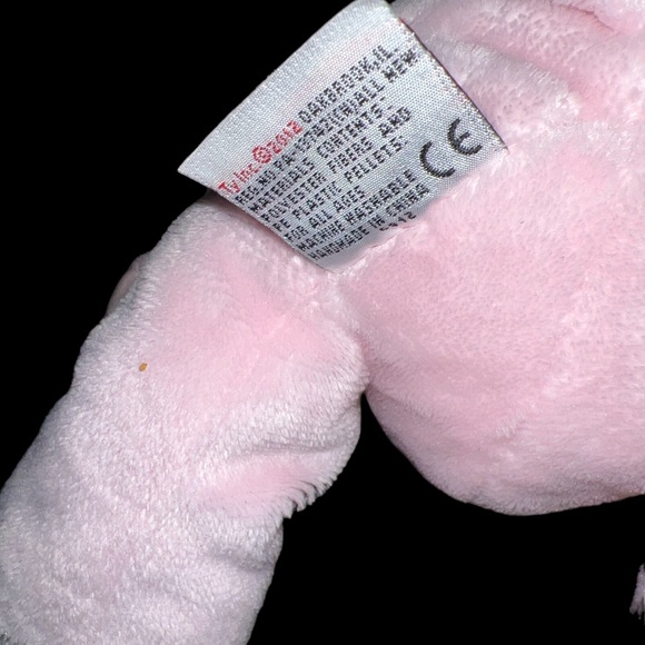 Ty Pluffies Pink Amore Teddy Bear Plush Hearts Bow 2012 9" Stuffed Animal - Picture 4 of 4